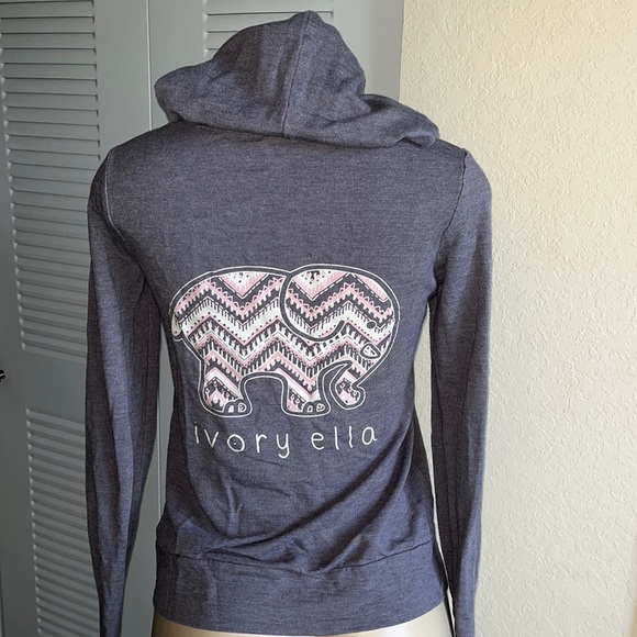Ivory Ella Zip Up Light Elephant Hoodie - Picture 4 of 5